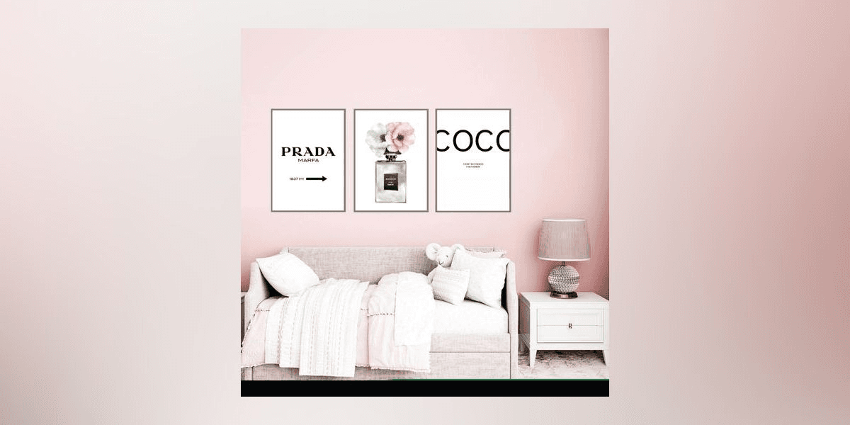 Tilfør et strejf af stil til børneværelset med Plakater - Prada and Coco / Sæt med 3